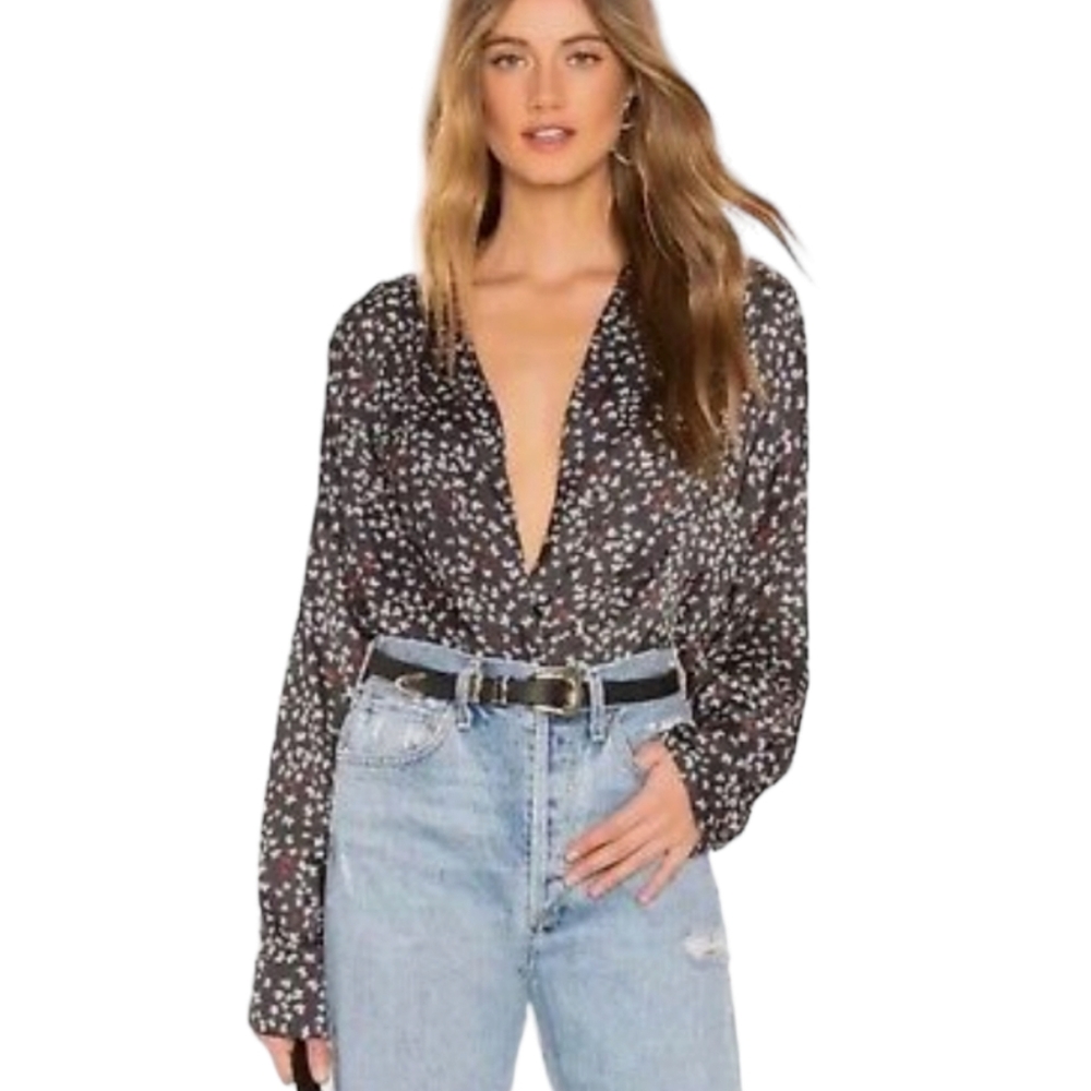 Free People Lady Like Butterfly Print Bodysuit